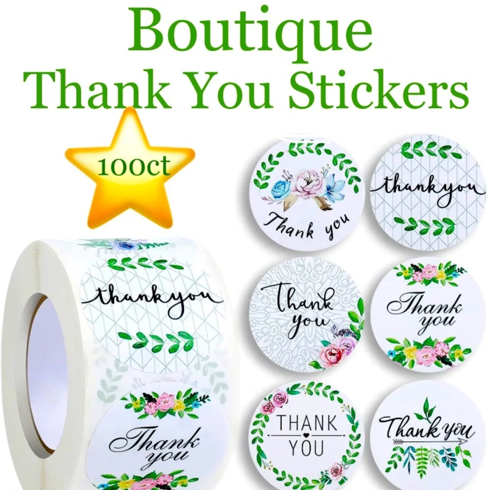 100 ~1.5” Thank You Boutique Stickers 🌟🆕🌟 2  For $15 (Bundle & Save)